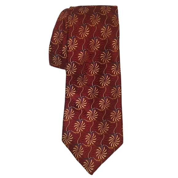 Jos A. Bank Signature Collection Red and Gold Patterned Neck Tie - Picture 1 of 4